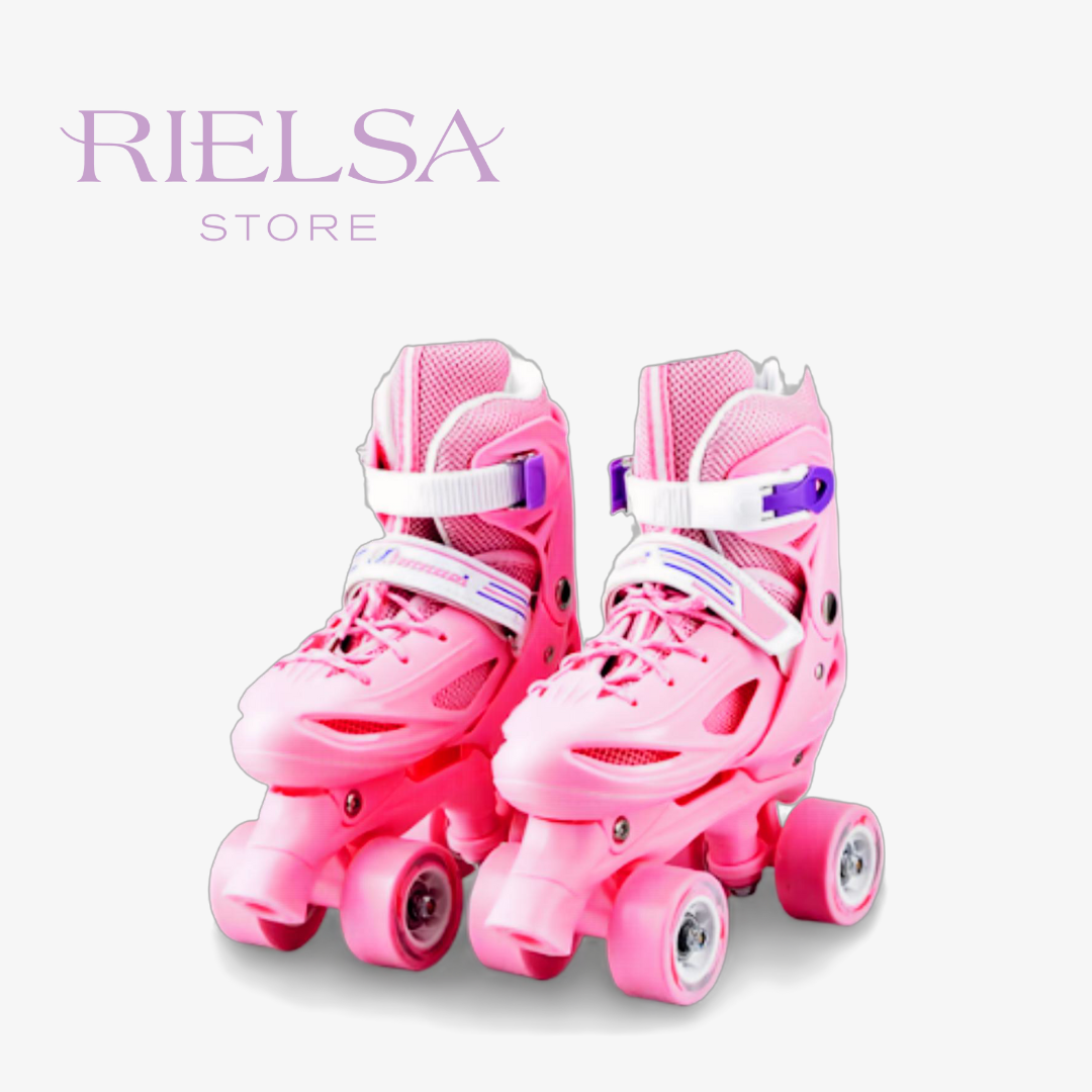 ¡A Patinar con Estilo y Seguridad! Set Completo de Patines Roller y Quad 2 en 1 (Rosado) ®