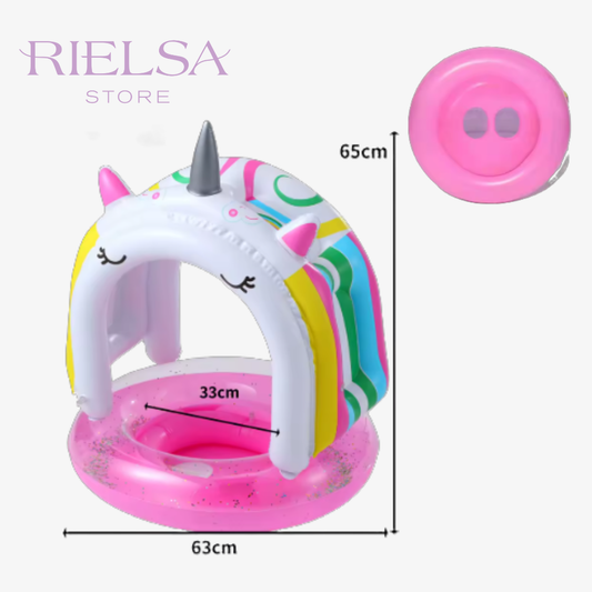 ¡Magia Acuática! Flotador Inflable de Unicornio con Sombra para Bebés ®